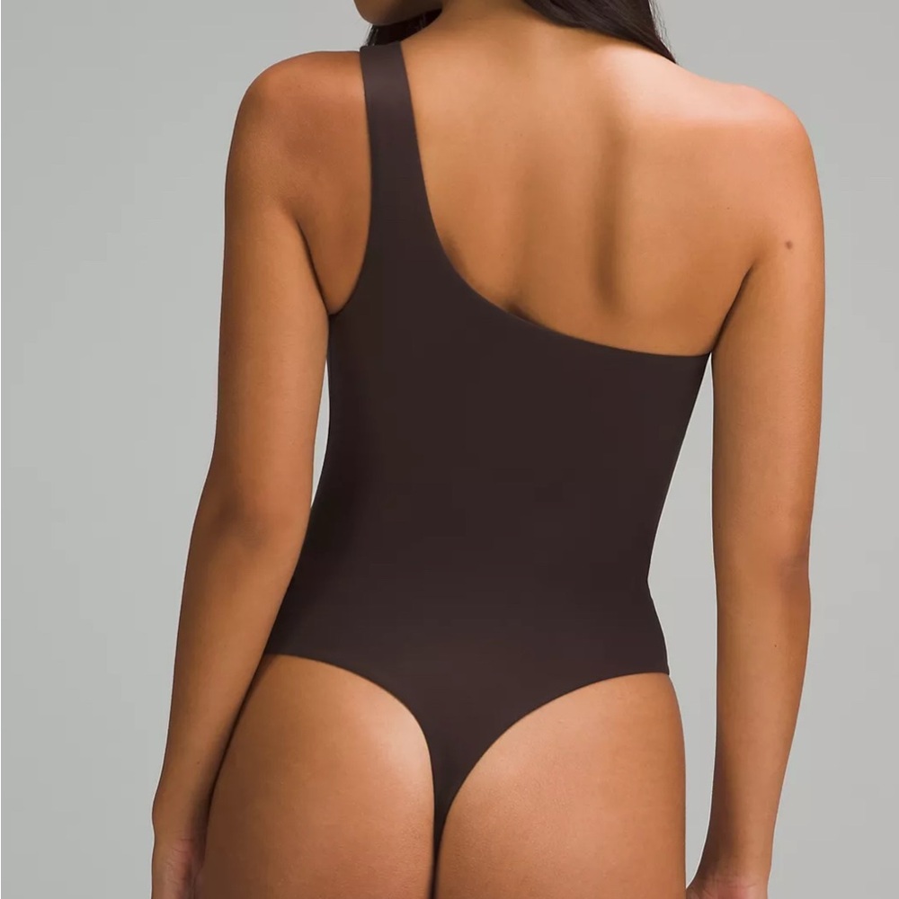 NWT Lululemon Wundermost Ultra-Soft Nulu Asymmetrical Bodysuit Espresso Sz S $78 - Picture 3 of 5
